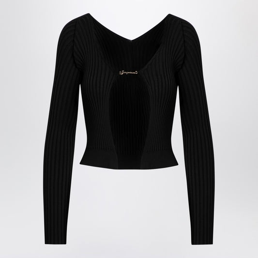 JACQUEMUS La Maille Pralu Longue black cardigan