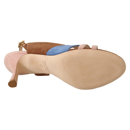 GIA COUTURE Multicolor Suede Leather Slingback Heels Sandals Shoes