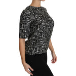 Dolce & Gabbana Black Musical Instruments Print Silk Blouse