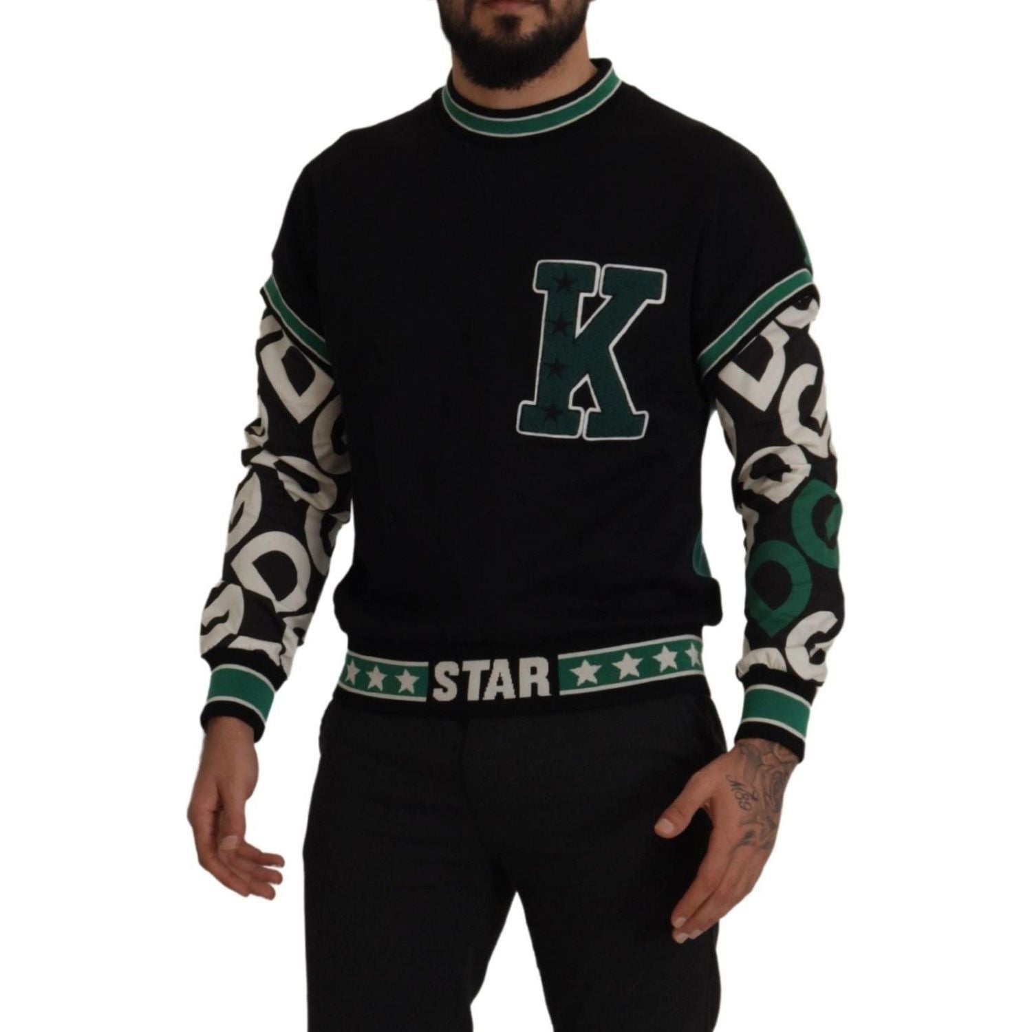 سترة Dolce &amp; Gabbana Regal Crewneck - أسود وأخضر