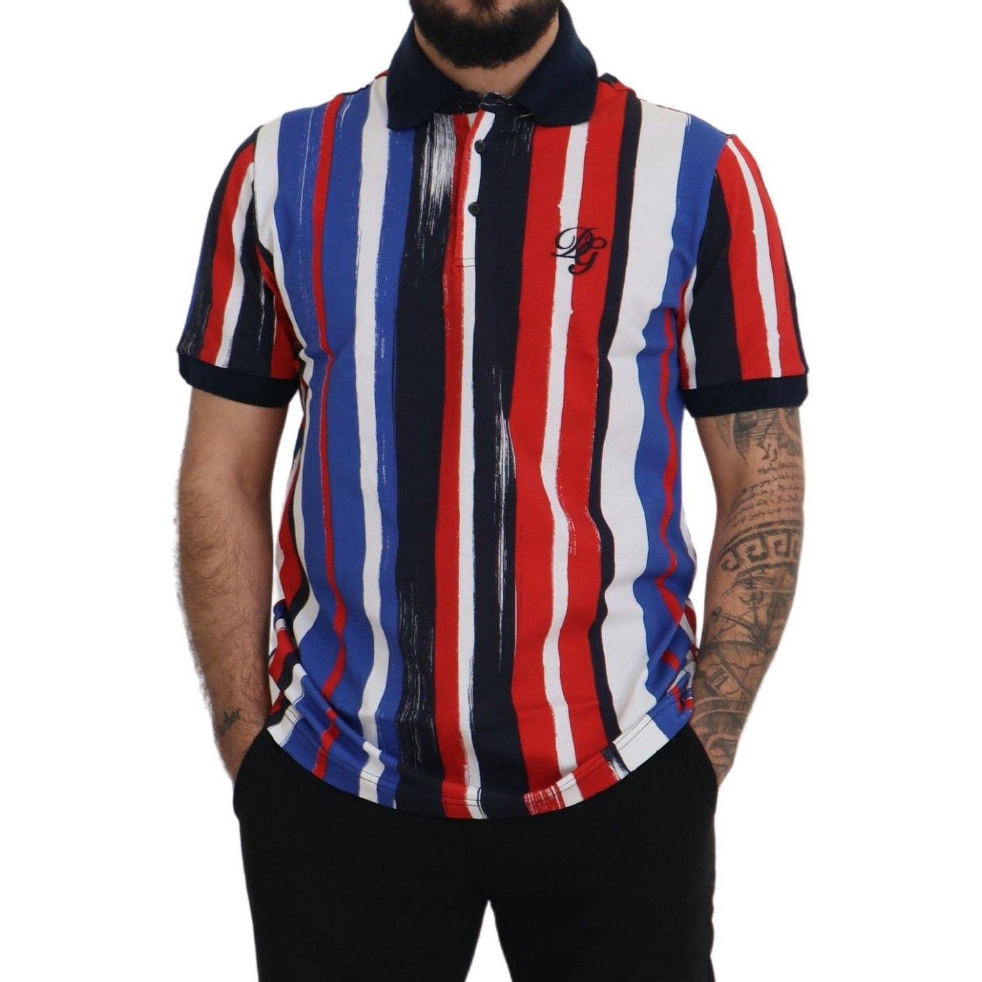 优雅条纹棉质 Polo T 恤
