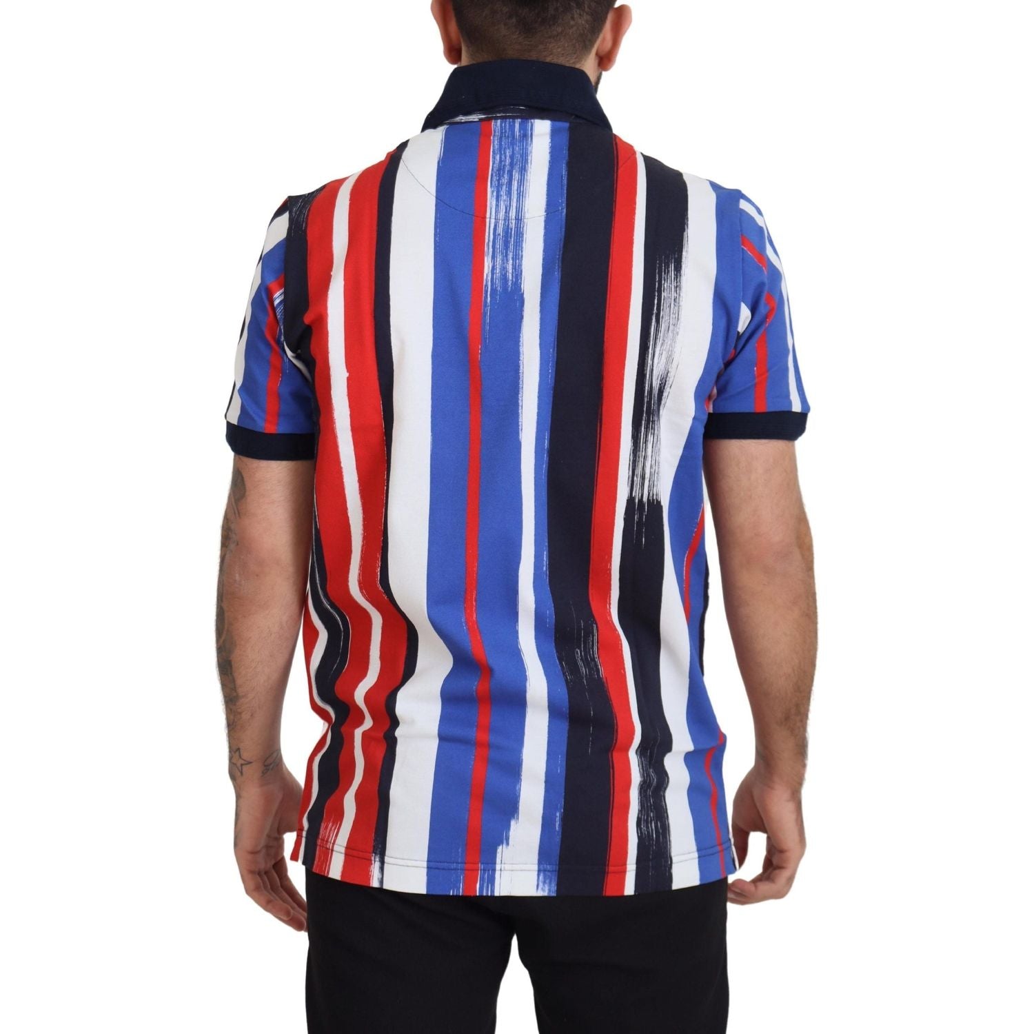 优雅条纹棉质 Polo T 恤