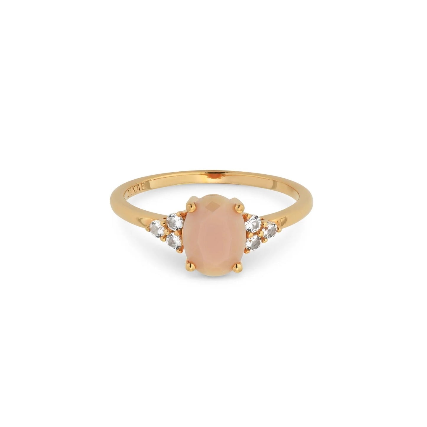 24KAE JEWELS JEWELRY Mod. 12405Y/54 gold ring with pink stone and diamond accents