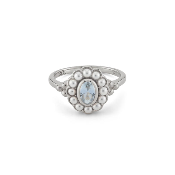 24KAE JEWELS JEWELRY Mod. 12416S/56 silver ring with gemstone and pearl accents