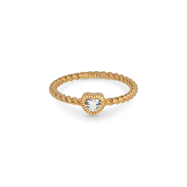 24KAE JEWELS JEWELRY Mod. 12417Y/56 gold ring with heart-shaped diamond