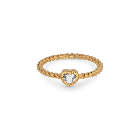 24KAE JEWELS JEWELRY Mod. 12417Y/56 gold ring with heart-shaped diamond