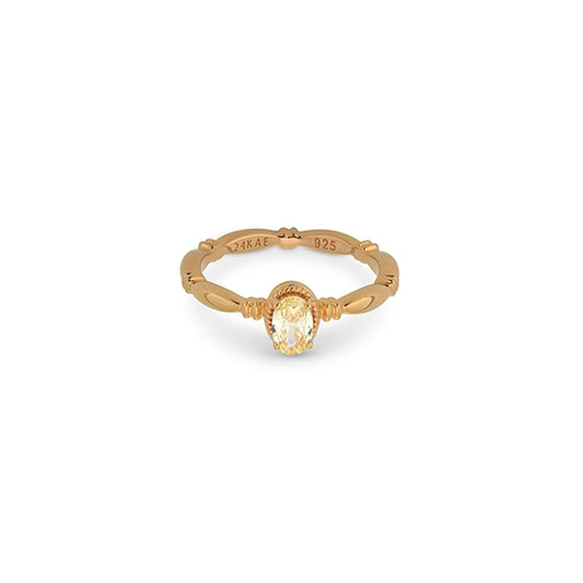 24KAE JEWELS JEWELRY Mod. 12441Y/54 elegant gold ring with a sparkling gemstone centerpiece