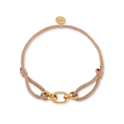 24KAE JEWELS JEWELRY Mod. 22421Y elegant bracelet with gold accents and beige cord design.