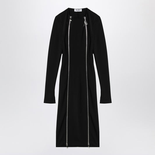 The Attico Black midi dress with logoed zip puller