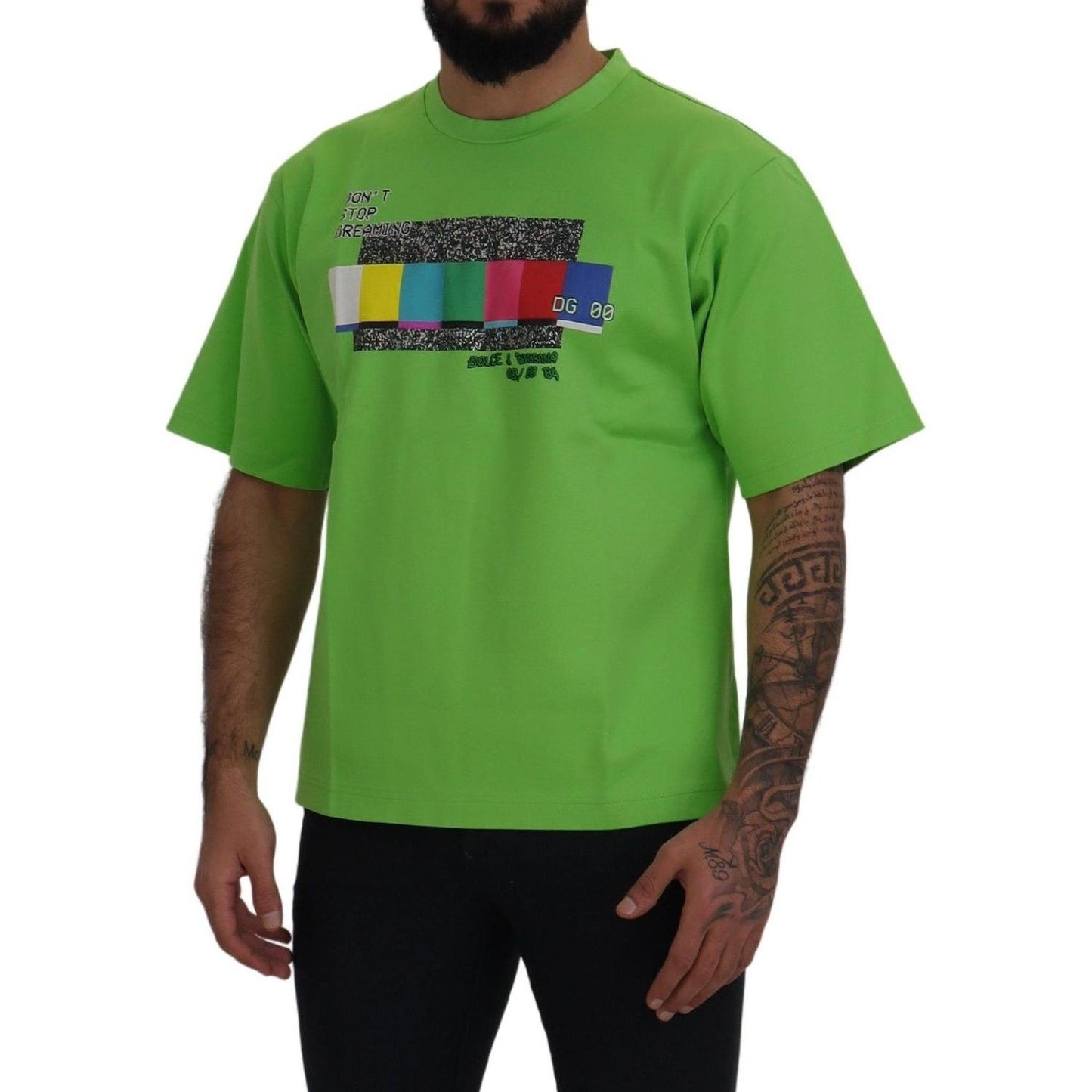 Dolce & Gabbana Green Cotton DG CHANNEL Top T-shirt TSH83057- 48