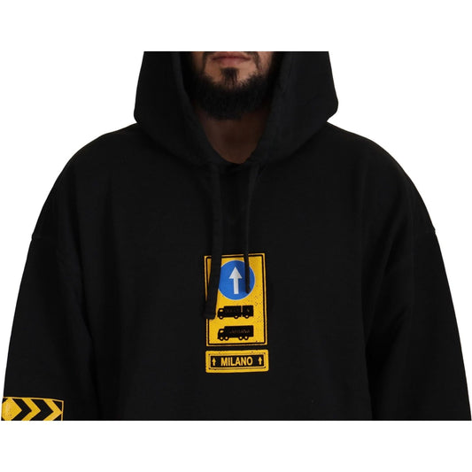 Dolce & Gabbana Elegant Black Cotton Hooded Sweater Dolce & Gabbana Black
