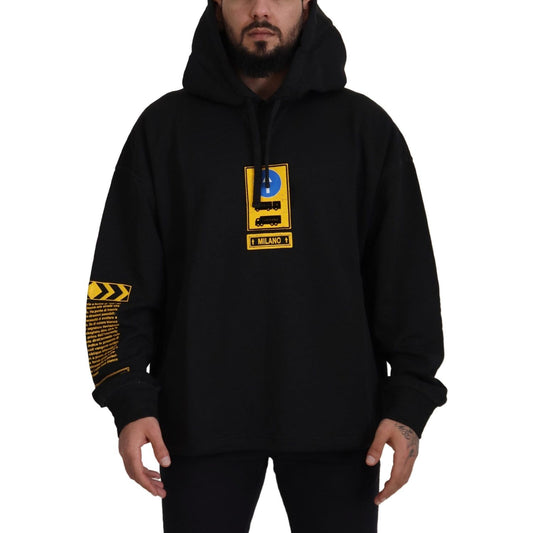 Dolce & Gabbana Elegant Black Cotton Hooded Sweater Dolce & Gabbana Black