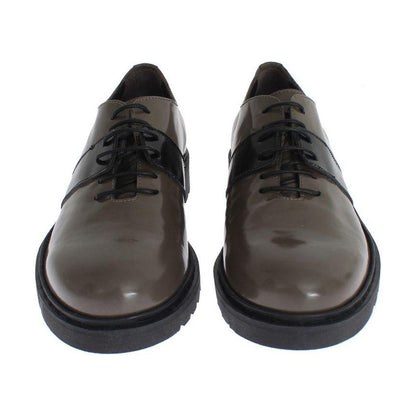 AI_ Gray Brown Leather Laceups Shoes