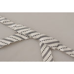 Dolce & Gabbana White Black Polka Dot 100% Silk Neck Papillon Bow Tie FT3703