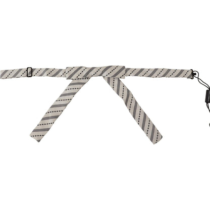 Dolce & Gabbana White Black Polka Dot 100% Silk Neck Papillon Bow Tie