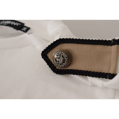 Dolce & Gabbana White Black Roses Crewneck Cotton T-shirt