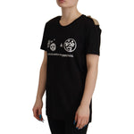 Dolce & Gabbana Black Logo Motive Crewneck Cotton T-shirt TSH7846- 40