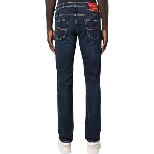Jacob Cohen Elegant Blue Denim with Suede Accent