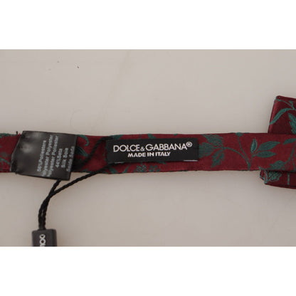 Dolce & Gabbana Maroon Pattern Adjustable Neck Papillon Bow Tie