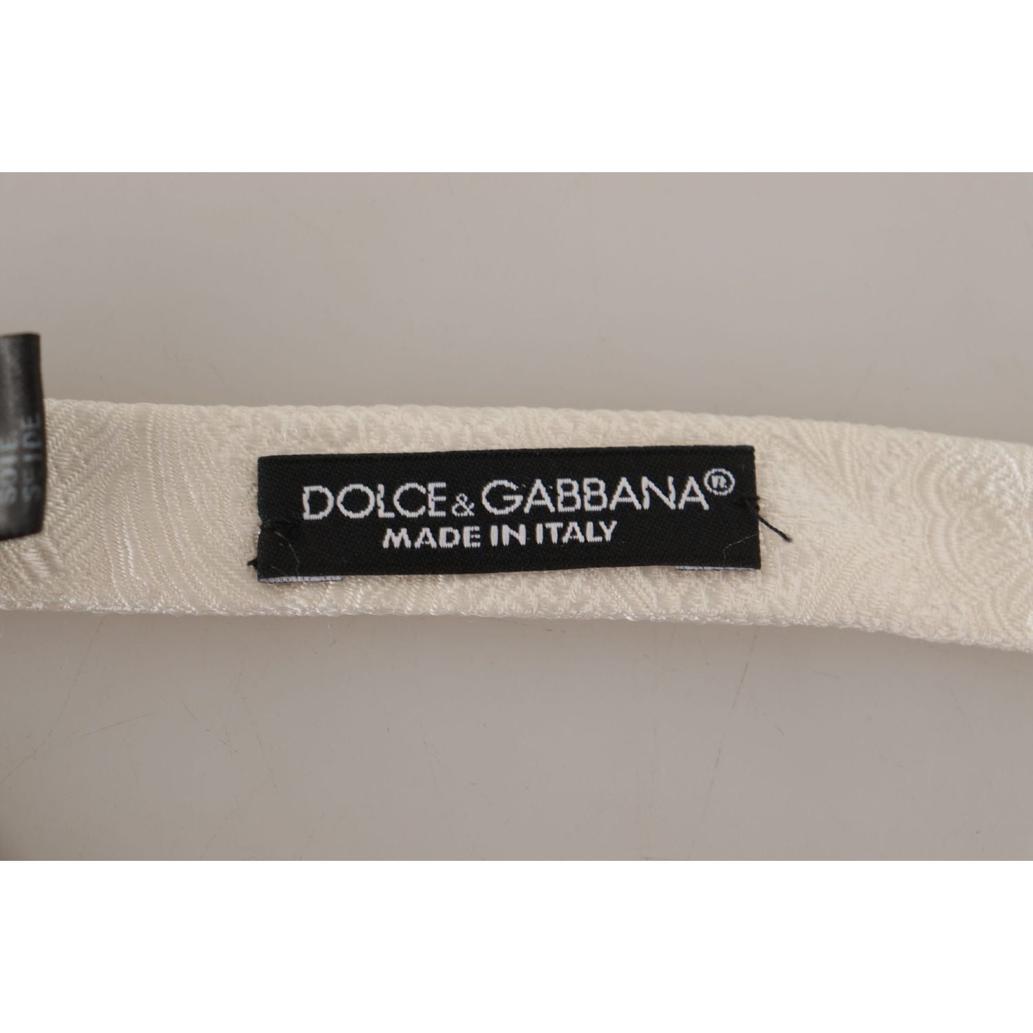Dolce & Gabbana White 100% Silk Slim Adjustable Neck Papillon Tie