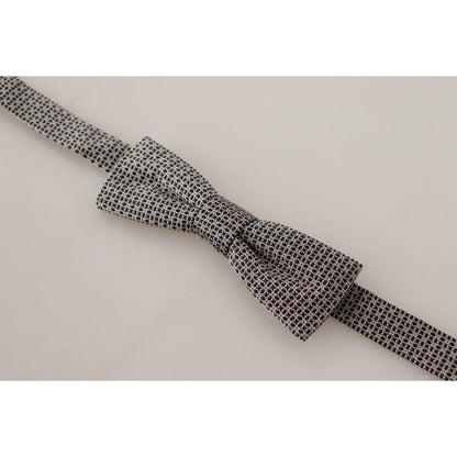 Dolce & Gabbana Black White Flower Pattern Silk Neck Papillon Tie