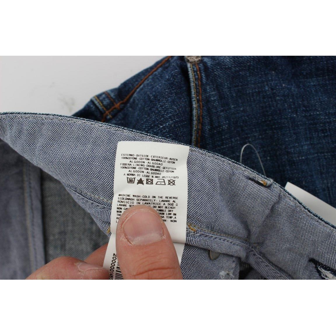 男士时尚宽松蓝色牛仔裤