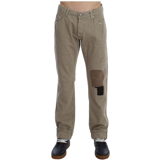 Acht Beige Cotton Patchwork Jeans Jeans & Pants