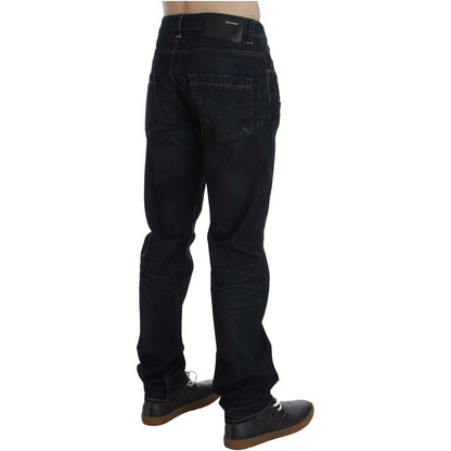 Acht Blue Wash Cotton Denim Straight Fit Jeans
