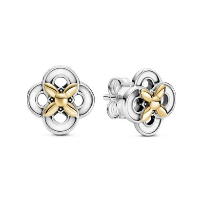 PANDORA JEWELS Mod. TWO-TONE FLOWER Earrings