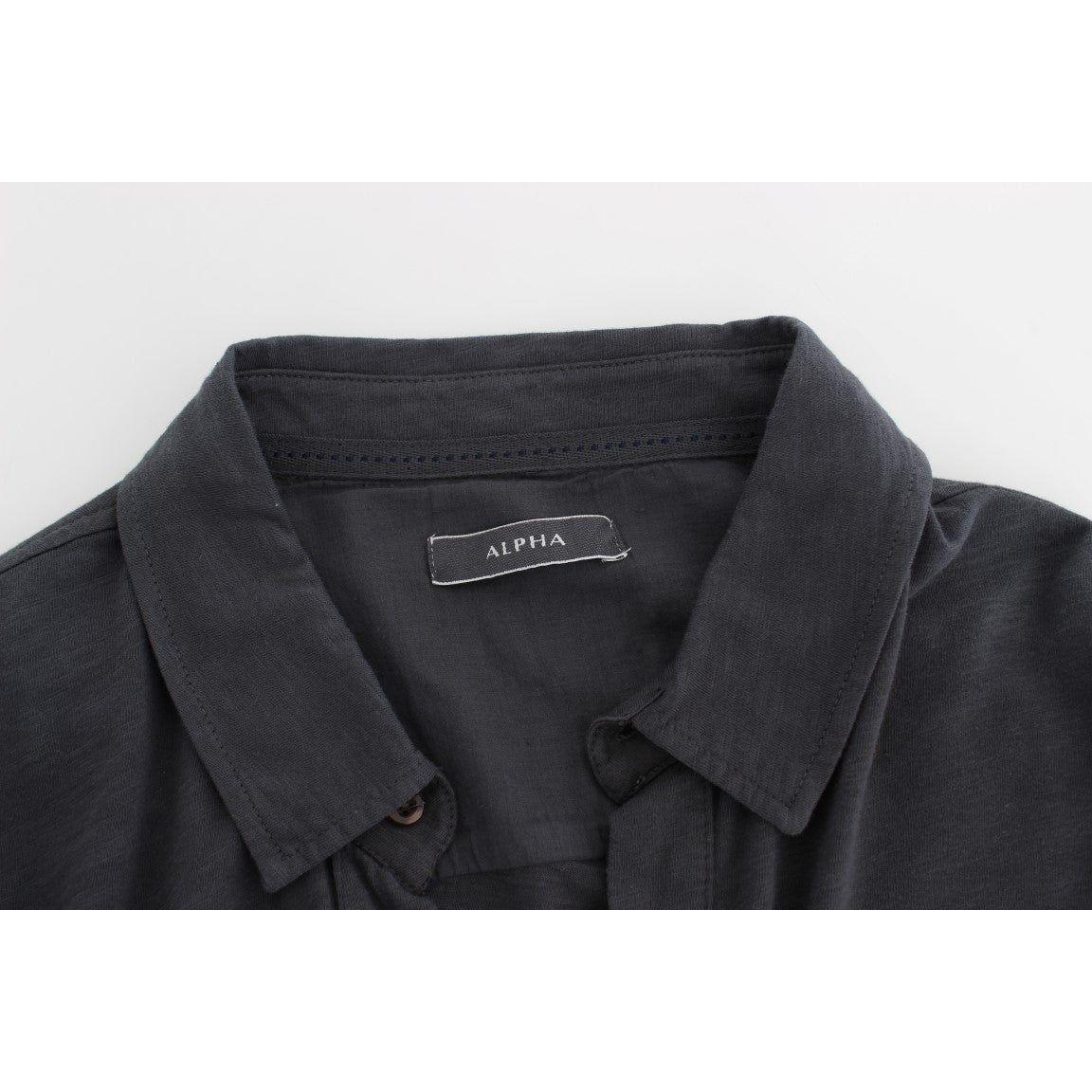 قميص ألفا ماسيمو ريبيتشي قطني كاجوال أنيق باللون الرمادي