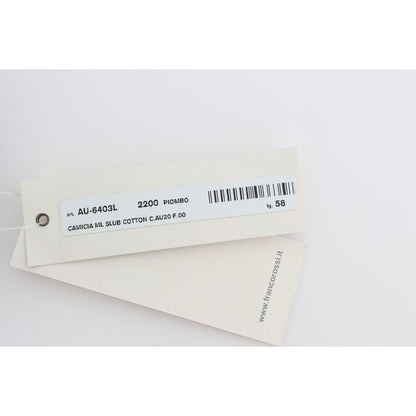 Alpha Massimo Rebecchi Gray Cotton Button Down Casual Shirt