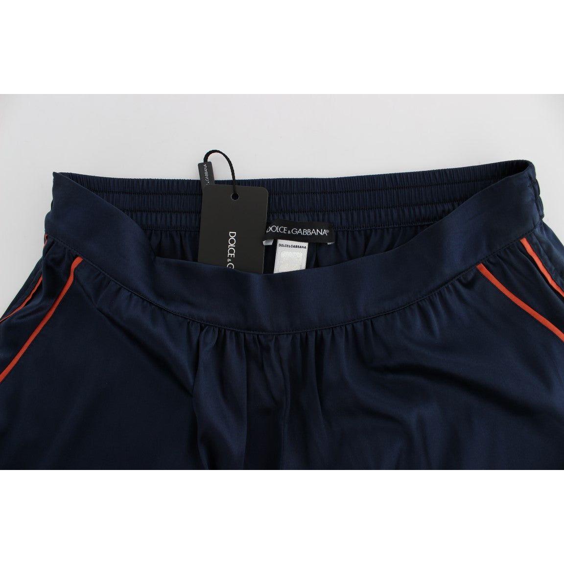 Dolce & Gabbana Blue Silk Stretch Sleepwear Shorts