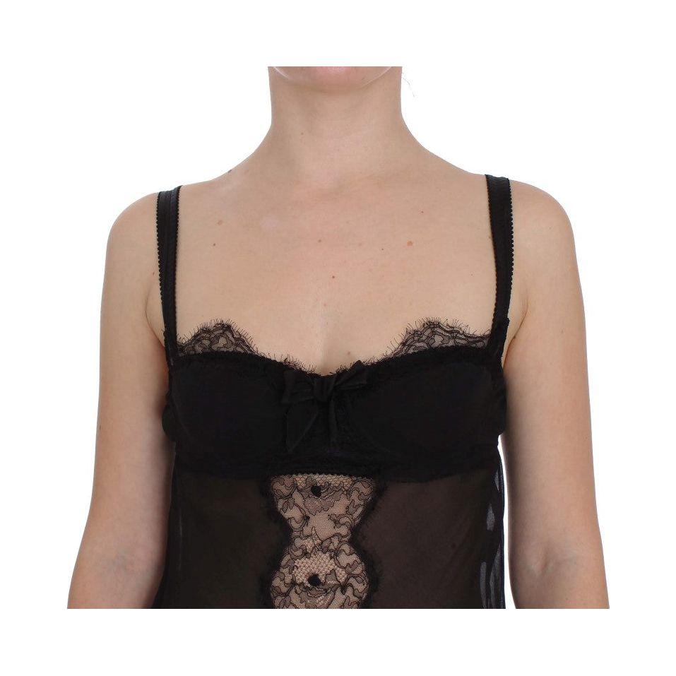 Dolce & Gabbana Black Silk Floral Lace Lingerie Top SIG30814-1
