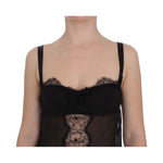 Dolce & Gabbana Black Silk Floral Lace Lingerie Top SIG30814-1