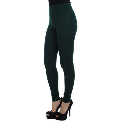 Dolce & Gabbana Green Cashmere Stretch Tights Pants