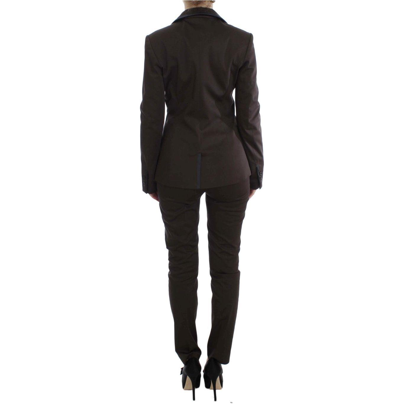 Exte Brown Stretch Two Button Suit