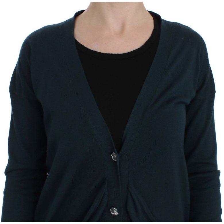 优雅绿色棉质开衫