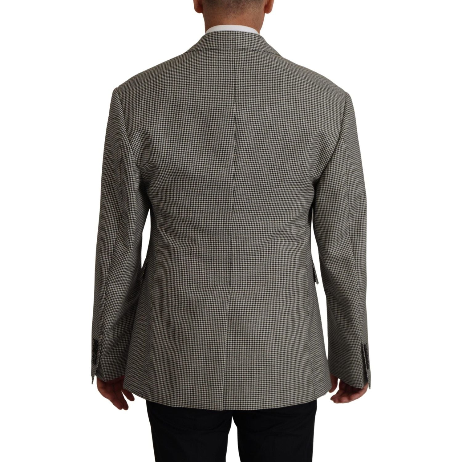 Dolce & Gabbana Gray Checkered Single Breasted Jacket Blazer