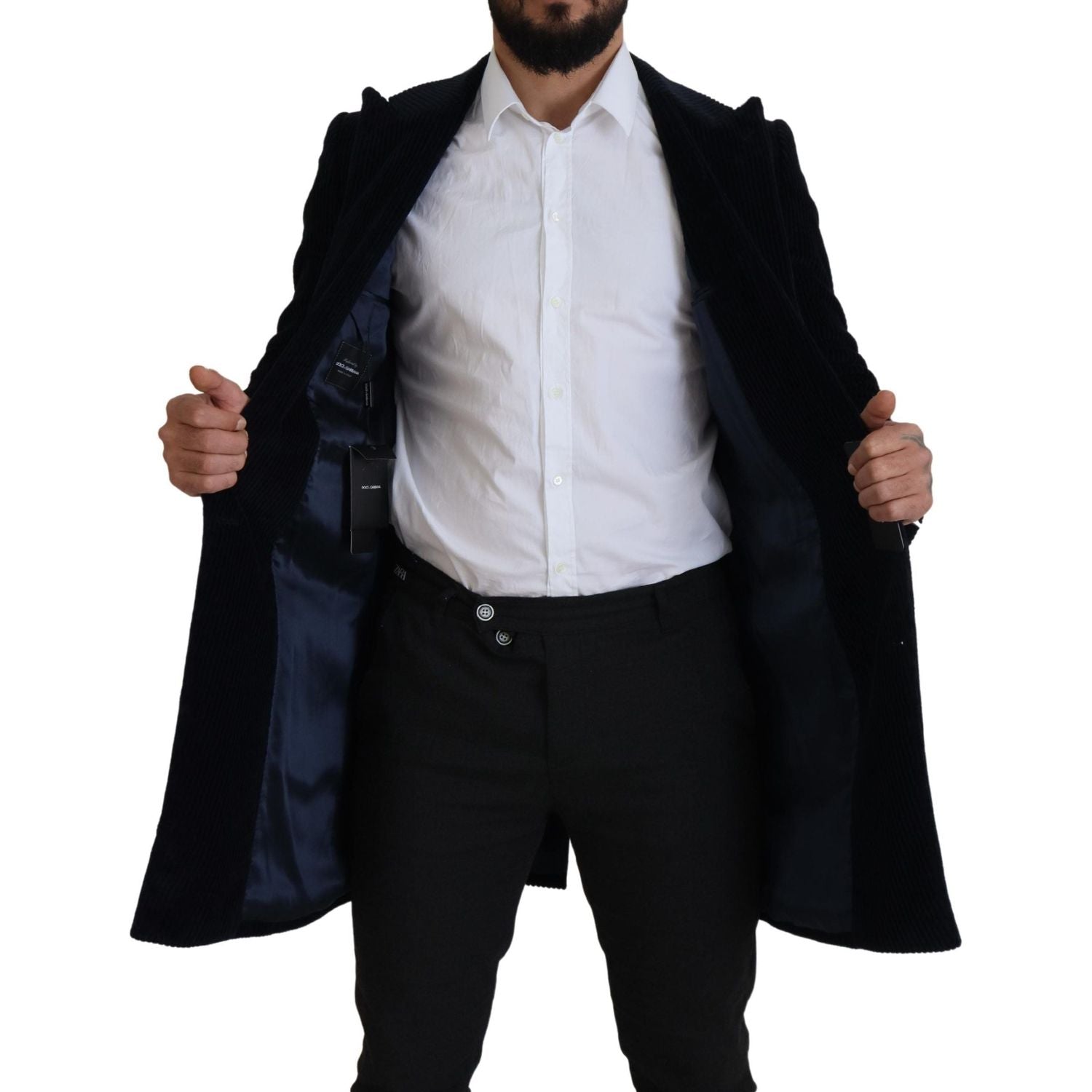 Dolce & Gabbana Black Cotton Cardigan Long Coat Men Jacket