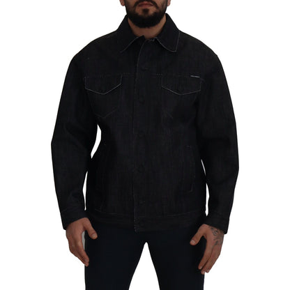 Dolce & Gabbana Black Cotton Full Button Denim Jacket