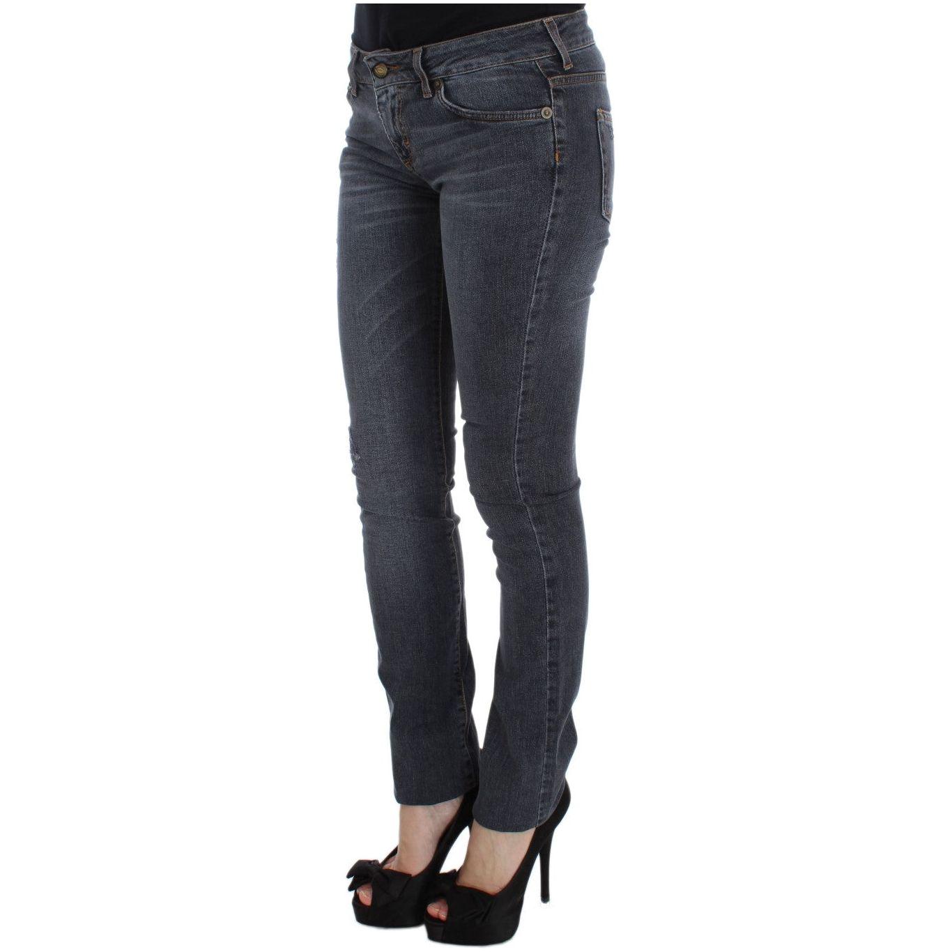 修身版型绿钻蓝洗水牛仔裤