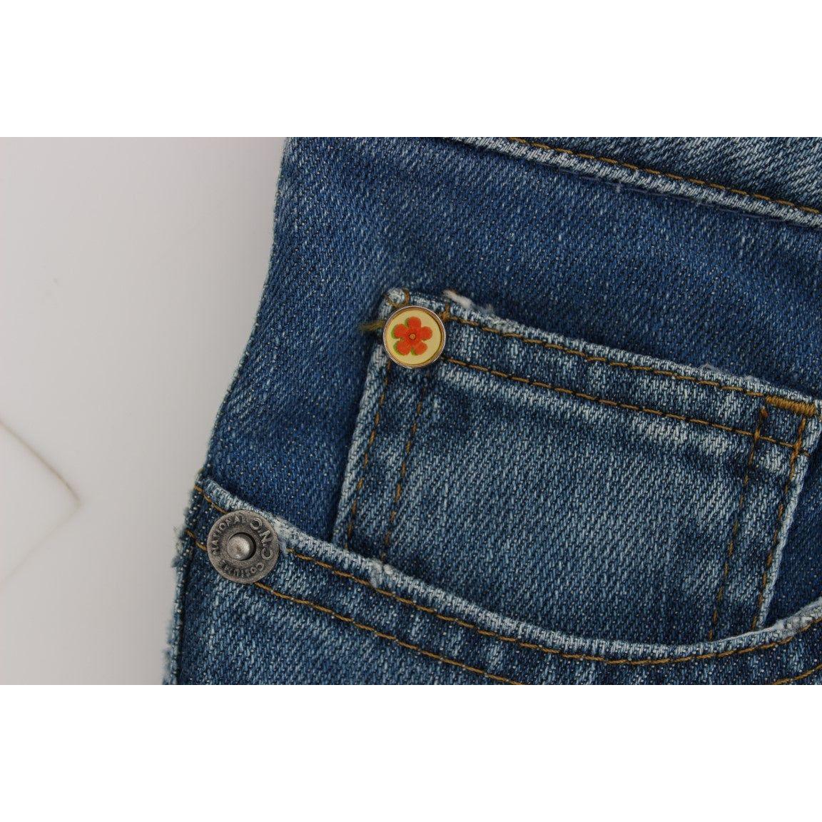 Costume National Blue Cotton Slim Fit Cropped Jeans SIG30118-1