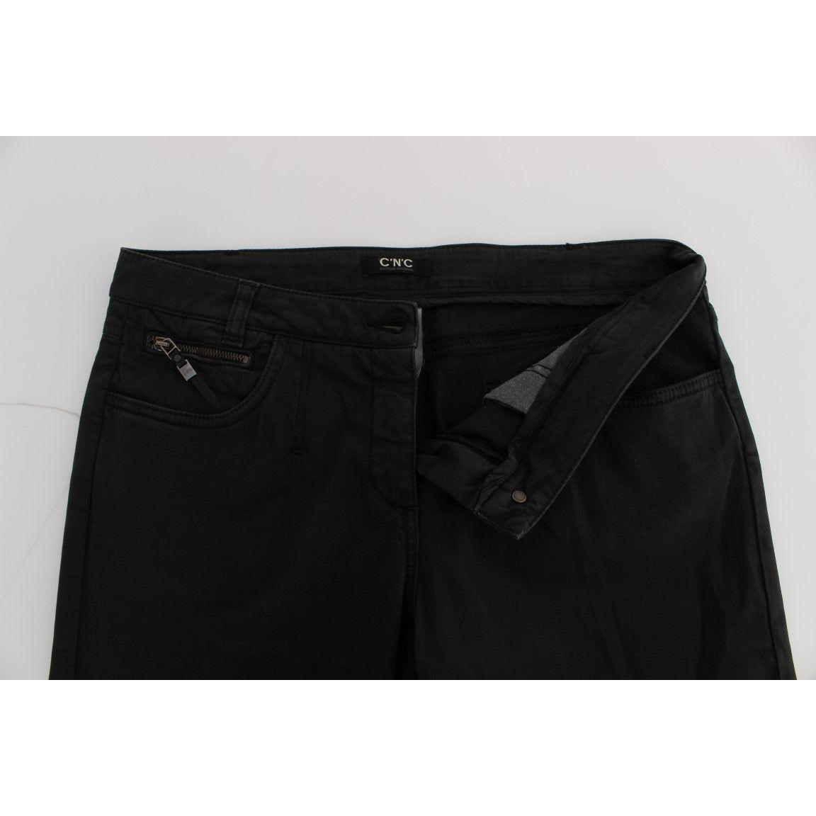 时尚黑色常规版型牛仔裤