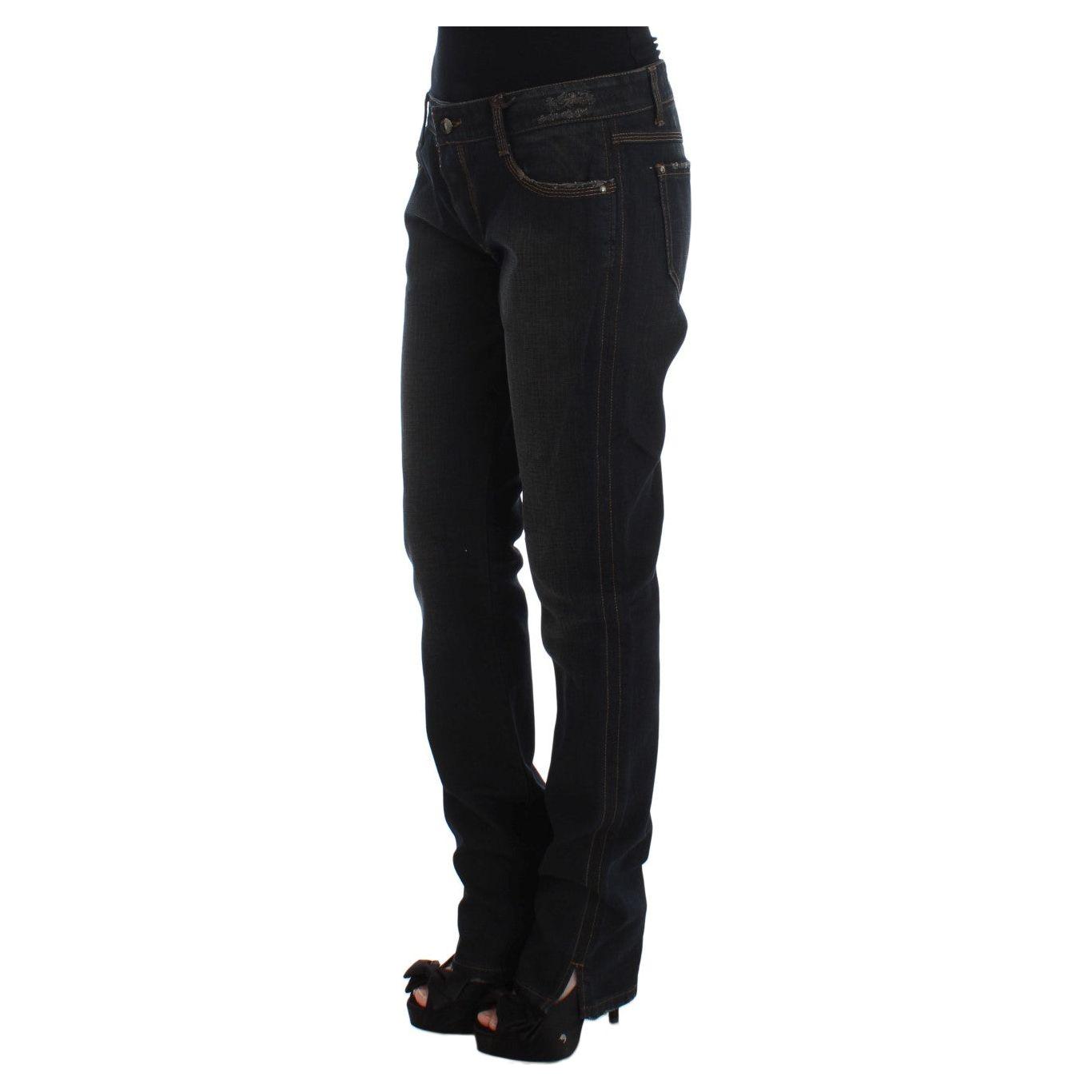 时尚男友风棉质牛仔裤 - 蓝色