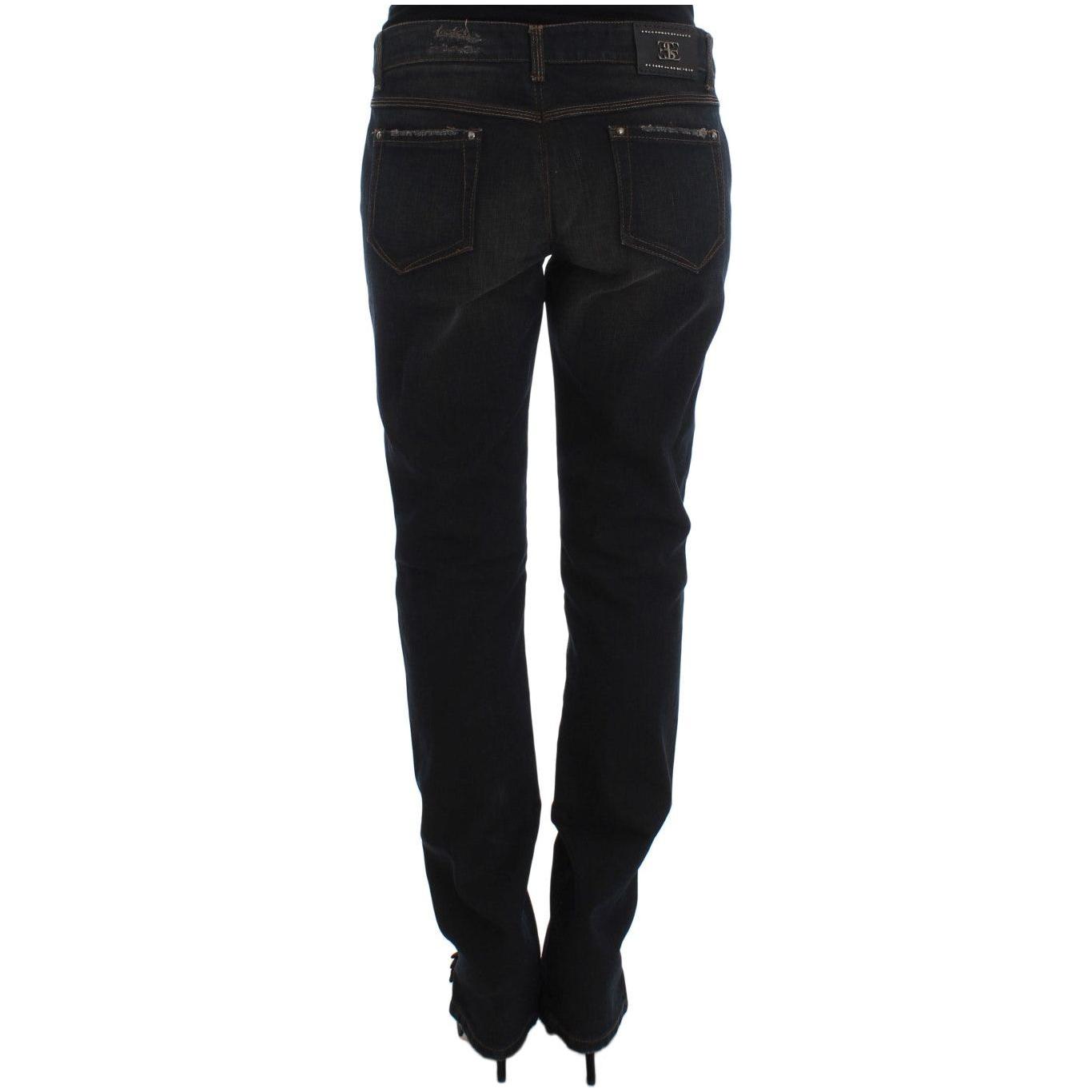 时尚男友风棉质牛仔裤 - 蓝色