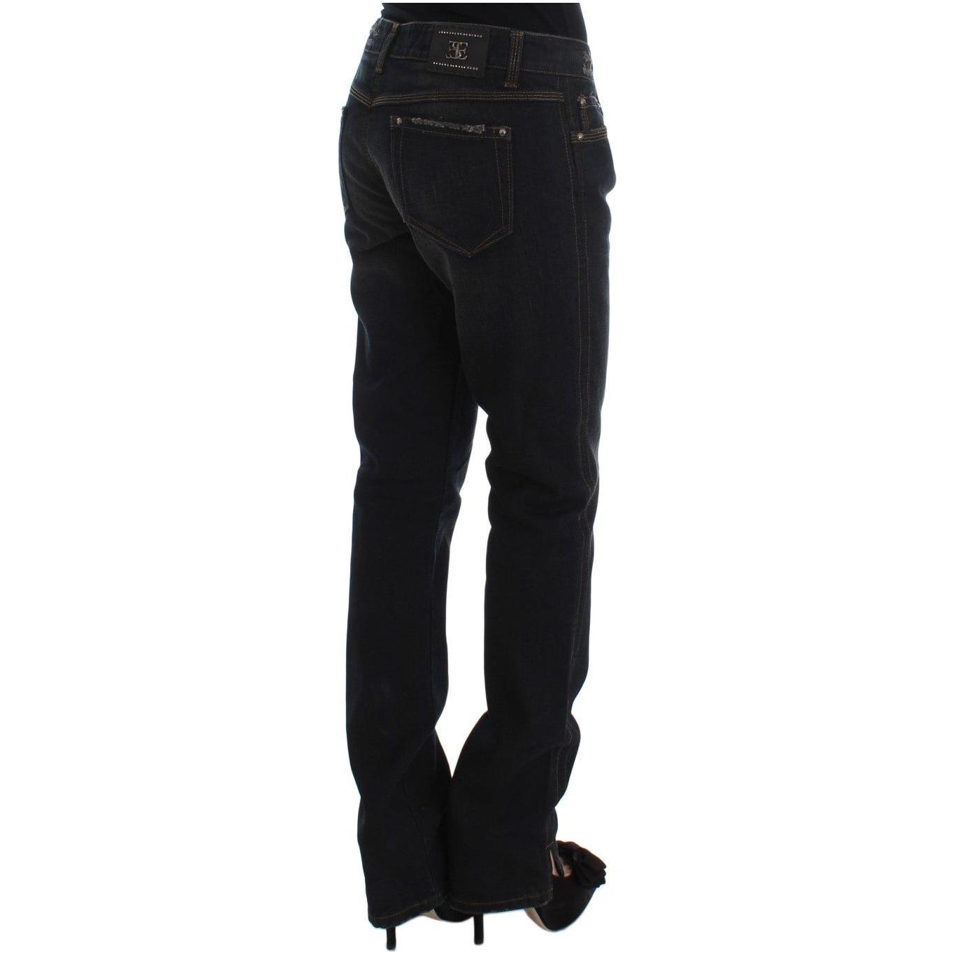 时尚男友风棉质牛仔裤 - 蓝色