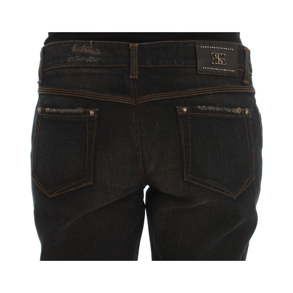 时尚男友风棉质牛仔裤 - 蓝色