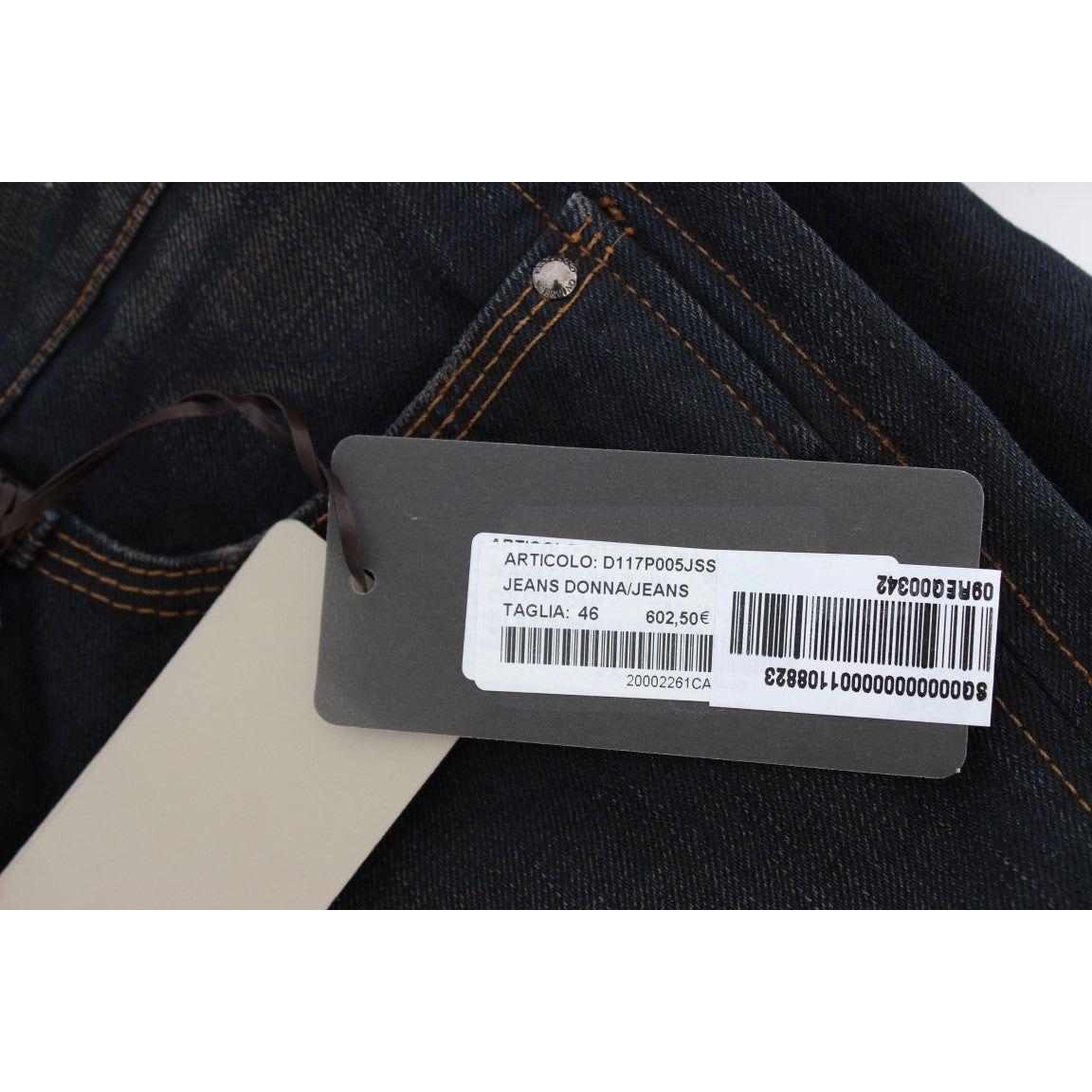 时尚男友风棉质牛仔裤 - 蓝色