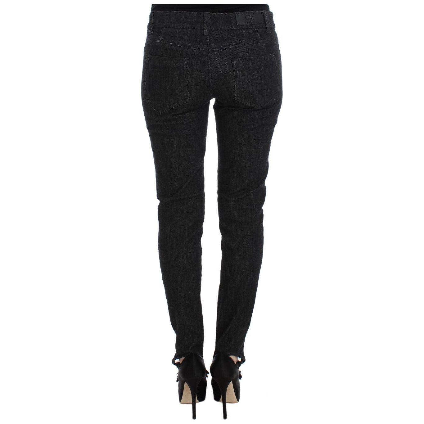 优雅修身蓝色牛仔裤