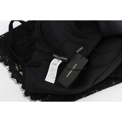 Dolce & Gabbana Black Floral Lace Shift Knee Length Dress